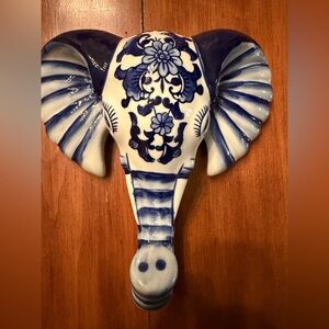 Blue and White Elephant Wall Decor